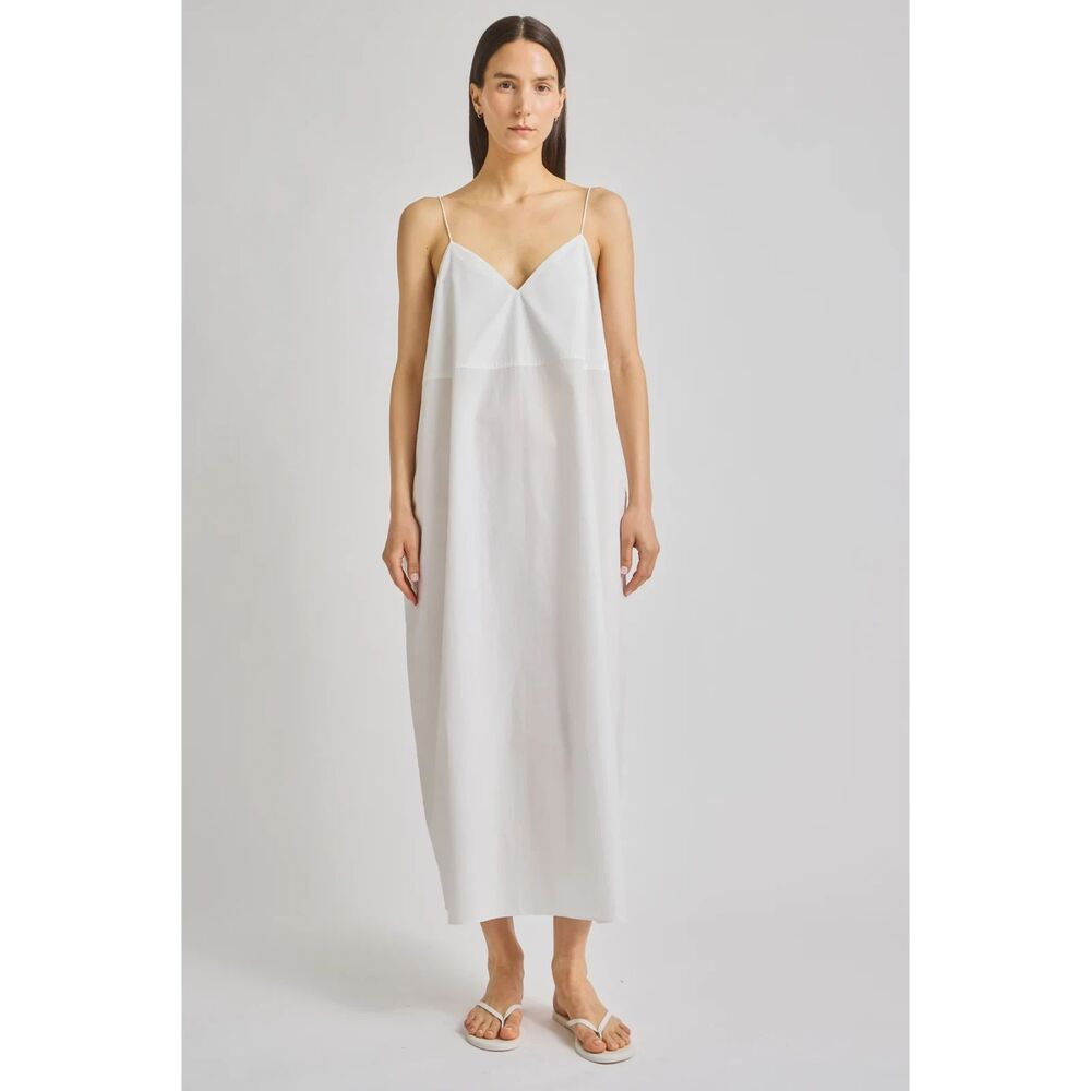 SAINT ART Della Poplin Maxi Dress White Small